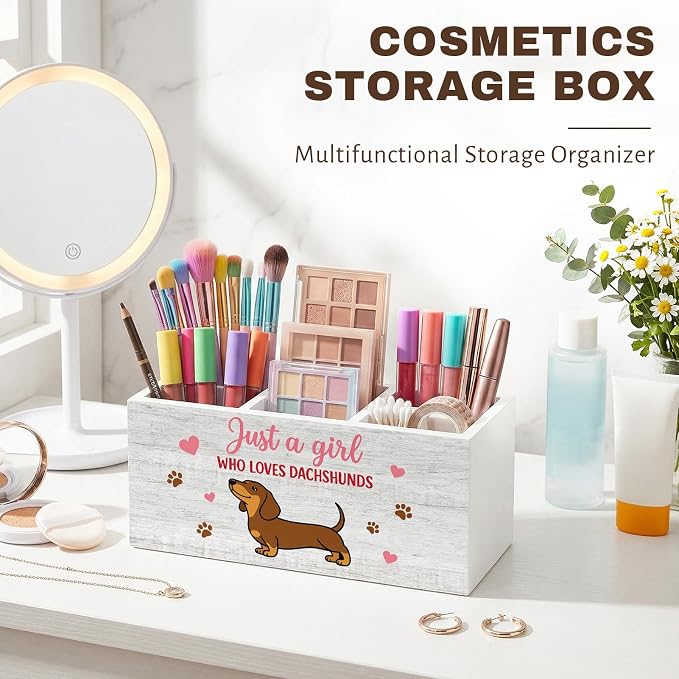 Dachshund Pen Pencil Holder for Office Desk Dachshund Office Decor Wooden Weiner Dog Organizer Desktop Decor Gift for Women Cute Makeup Brush Toothbrush Holder for Bathroom Desk Accessories