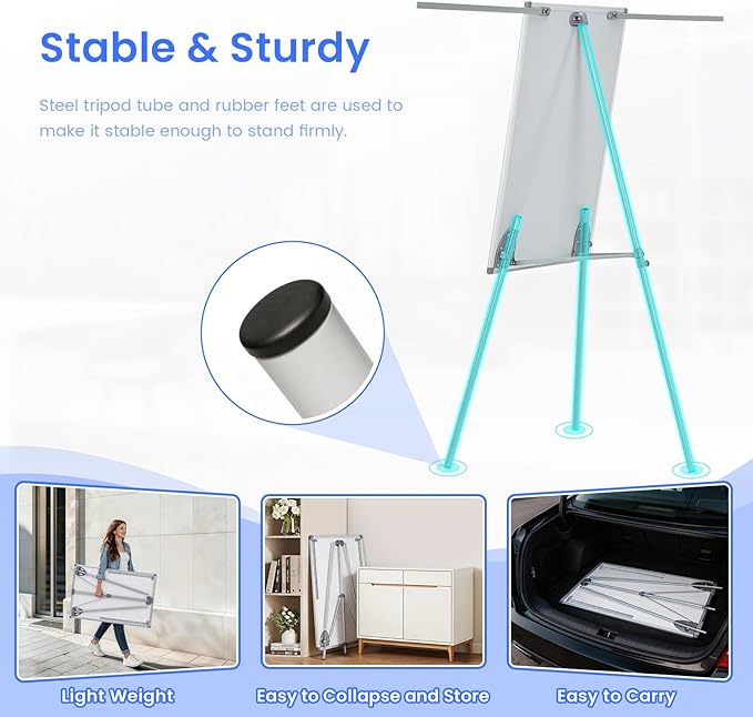 MAKELLO Flip Chart Easel, Magnetic Dry Erase Board with Stand for Office Classroom Home School, Extended Display Arms and Adjustable Height, 36x24 in
