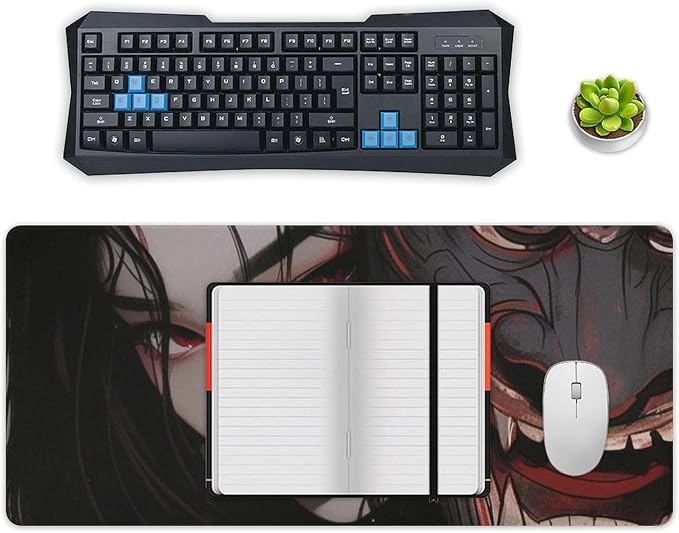Large Mouse Pad Gaming Mousepad Japanese Fantasy Female Samurai Anime Girl Desk Mat for Keyboard and Mouse Mat Non-Slip Rubber Desk Pad 40x90cm, Style