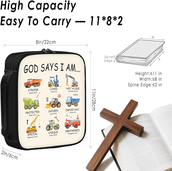 Bible Cover for Women, Bible Holder, Bible Cover With Handles, Bible Carrying Case, Bible Bags With Zipper and Pockets