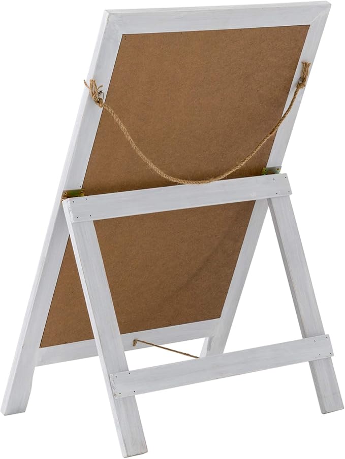 Glitzhome A-Frame Chalkboard Sign 30"x20" Wooden Sandwich Board Easel Sign Outdoor Standing Wall Chalkboard for Restaurants, Cafes, Weddings(White)