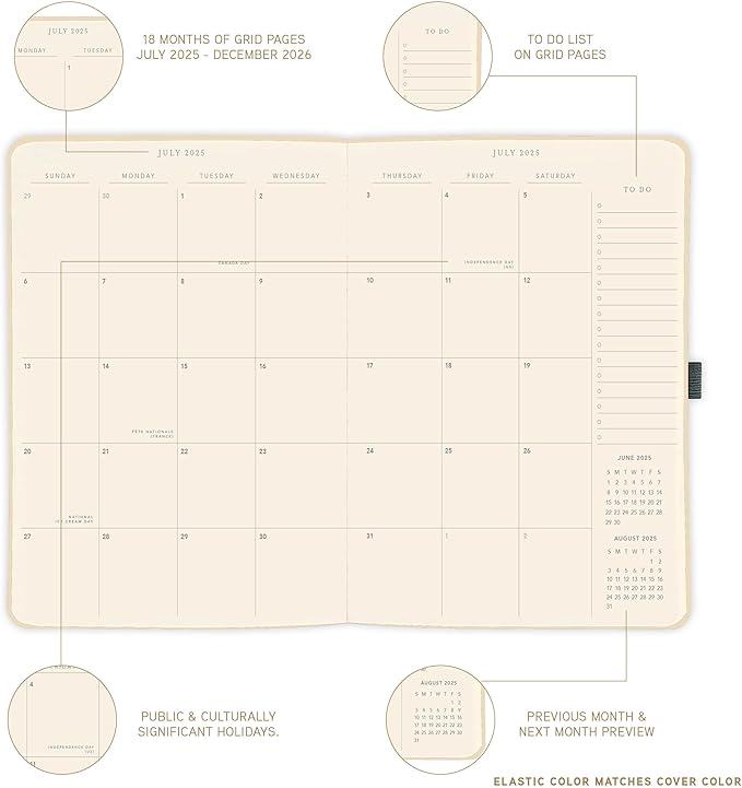Graphique 2026 Apollo Business Planner | 18 Month Organizer, July 2025 - Dec. 2026 | Weekly & Monthly Spreads | To-Do List & Note Pages | Pen Loop | Vegan Leather | Red | 8” x 10”