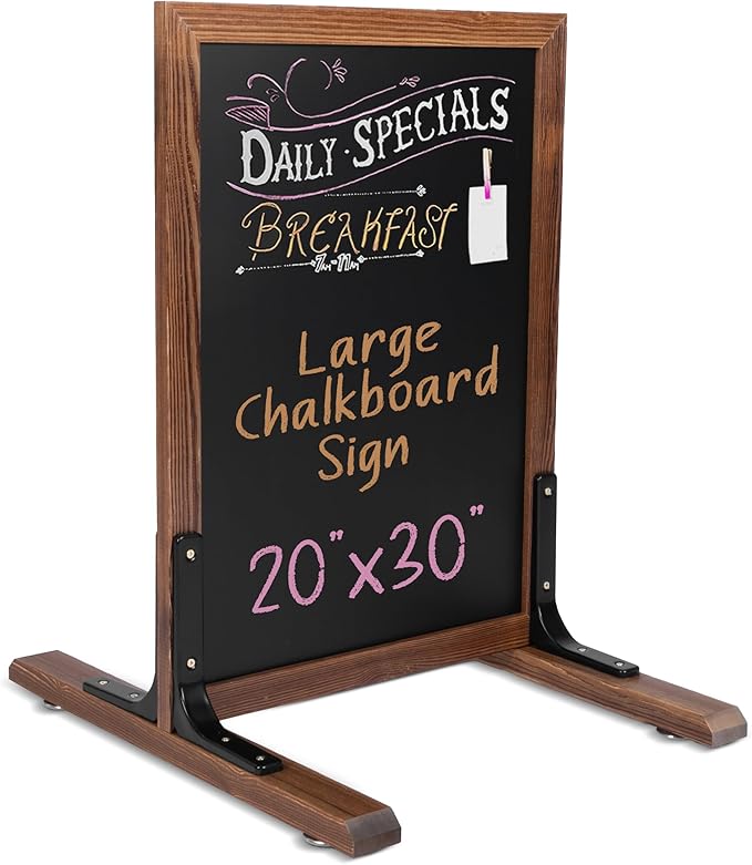Ilyapa Large Chalkboard Sign - Free Standing Magnetic Sidewalk Sign - Outdoor Menu for Restaurant, Food Truck, Party, or Wedding - 30x20 Inch - Brown