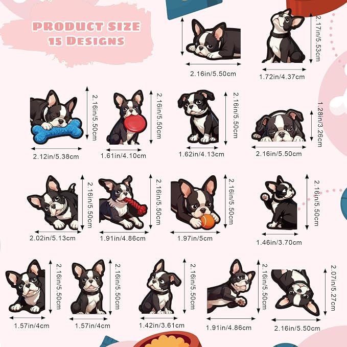 Magnetic Bookmarks 15Pcs Boston Terrier Dog Bookmark, Cute Animals Bookmark for Dog Lovers and Pet Owners, Book Lovers Gifts, Funny Dog Book Marks for Reading Lovers, Women,Kids