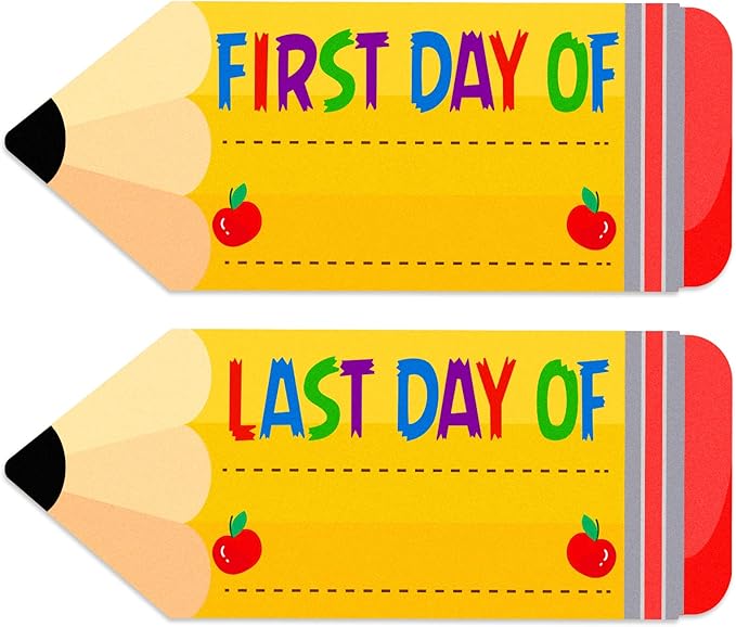 WaaHome First and Last Day of School Chalkboard Sign - 5.5"x13.7" Double Sided Back to School Sign Supplies for Kids Girls Boys, First Day of Kindergarten Preschool 1st Grade Signs