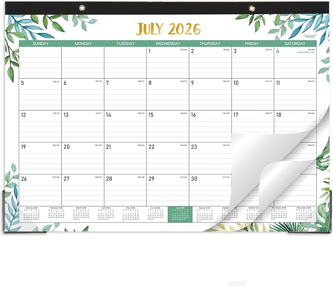 Desk Calendar 2026-2027, 18 Months Calendar from July 2026 to December 2027, 17" x 12", Desk Calendars 2026-2027 Large Ruled Blocks for Planning