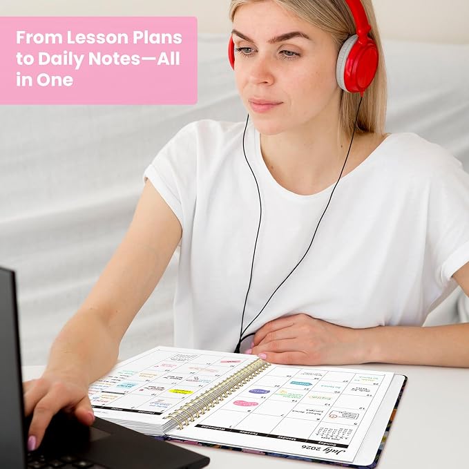 Planner 2026-2027, Monthly and Weekly Calendar Academic Planner July 2026 - June 2027, Hardcover Student Teacher Planning Agenda Book with Tabs, Perfect for Office School Supplies, A4 (8.5" x 11") - Gentle Bloom