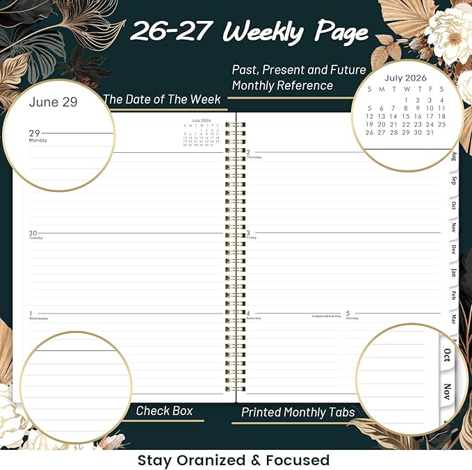 2026-2027 Planner - 9" x 11", 2026-2027 Weekly & Monthly Planner, JUL.2026 - JUN.2027, Large Academic Calendar with Sturdy Cover, Premium Paper, Twin-wire Binding, Monthly Tabs