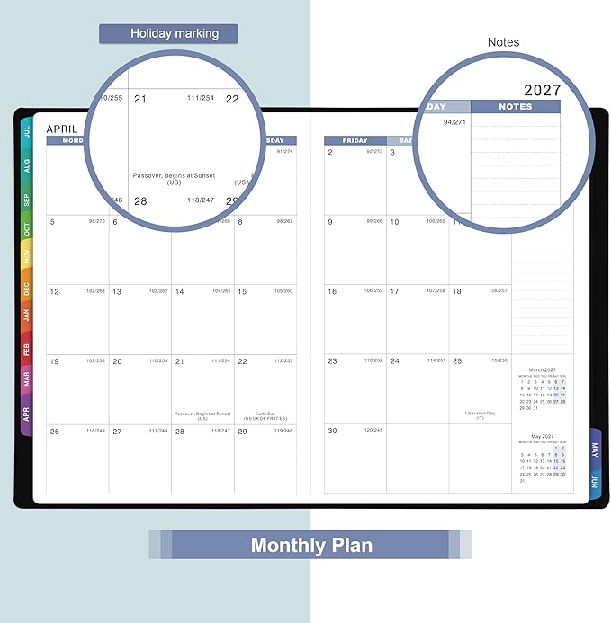 Appointment Book & Planner 2026-2027 - Daily Hourly Planner 2026-2027, 8.5" x 11", Jul 2026 - Jun 2027, Weekly Appointment Book 26-27, Planners with Colorful Tabs, Leather Cover, 15-Minute Interval - Black