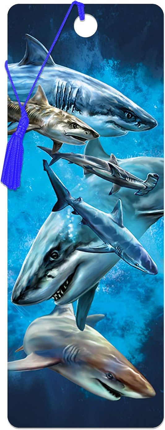 3D LiveLife Bookmark - Shark Swim from Deluxebase. Cute Lenticular Shark Page Marker. Animal Themed Accessories for Book Lovers. Small Gifts for Men, Women, Writers and Teachers.