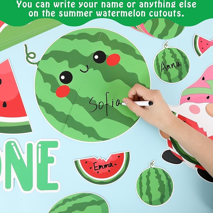 gisgfim Summer Watermelon Bulletin Board Decorations Set Our Class is One in a Melon Classroom Paper Cutouts Welcome Back to School Melon Gnome Bulletin Board Decor for Summer Door Chalkboard Wall