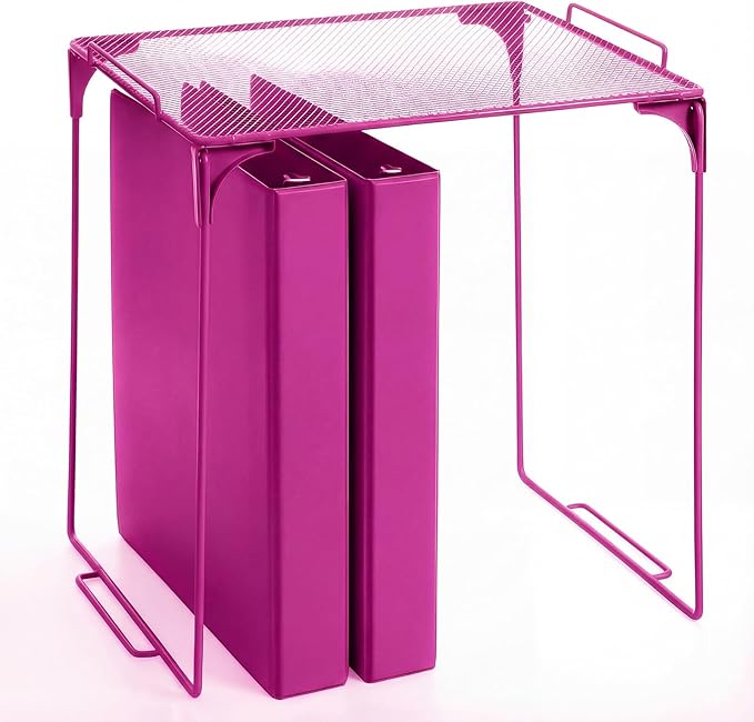 Colarr Hot Pink Locker Organizer Shelf Locker Accessories for Girls Stackable Storage Organization Shelf Area Saver Fits Standard Size for School Office Kitchen and Home