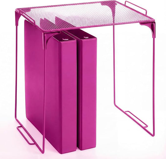 Colarr Hot Pink Locker Organizer Shelf Locker Accessories for Girls Stackable Storage Organization Shelf Area Saver Fits Standard Size for School Office Kitchen and Home