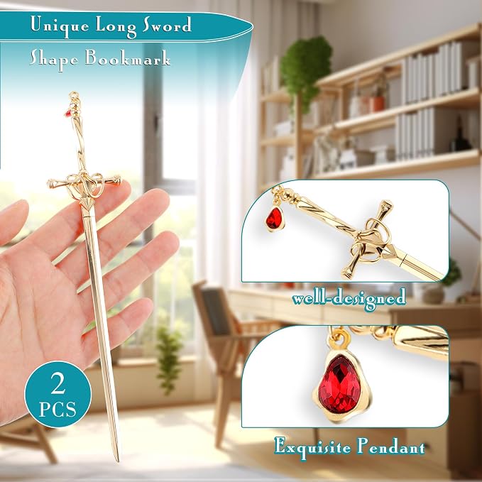 Jeffdad 2Pcs Sword Katana Bookmarks Vintage Silver Metal Pendant Bookmarks Unique Book Lovers Presents Valentine's Day Gifts Thanks Gift for Boyfriend