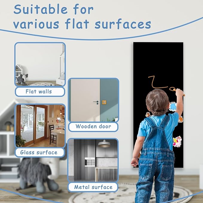 Magnetic Chalkboard Contact Paper for Wall,Peel and Stick Self Adhesive Blackboard Wall Decal Roll for Home School,40" x 16",Black (CB-BK-40100)
