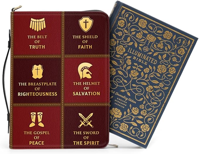 Jesuspirit Bible Covers for Men - Armor of God Bible Cover - Christian Bible Cover with Faith Scripture - Religious Appreciation Gifts for Pastor, Father's Day Gifts (E - Armor of God Female, Medium)