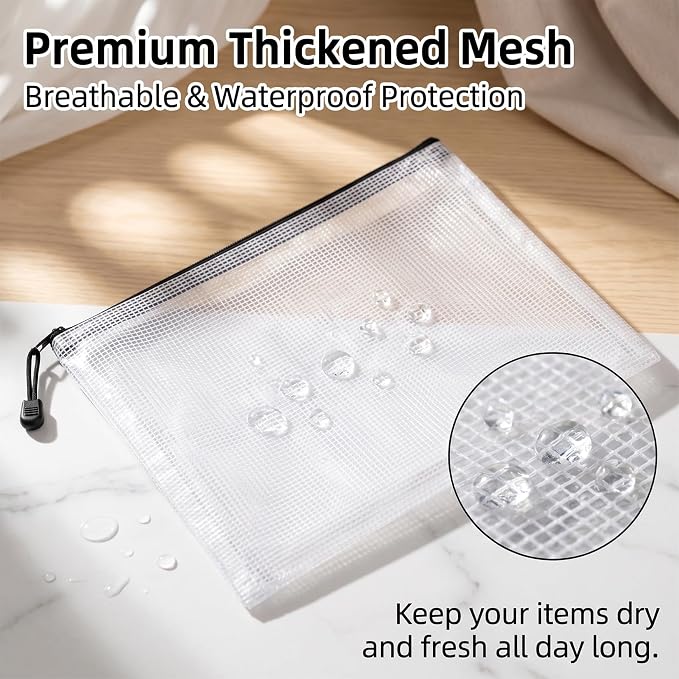 RAINFLOW a4 Mesh Zipper Pouch Bags - 12 PCS Reusable Mesh Bags with Zipper Waterproof Storage Bag Organizer for Document Toy Storage Classroom Organization and Storages Office Supplies in Multicolor