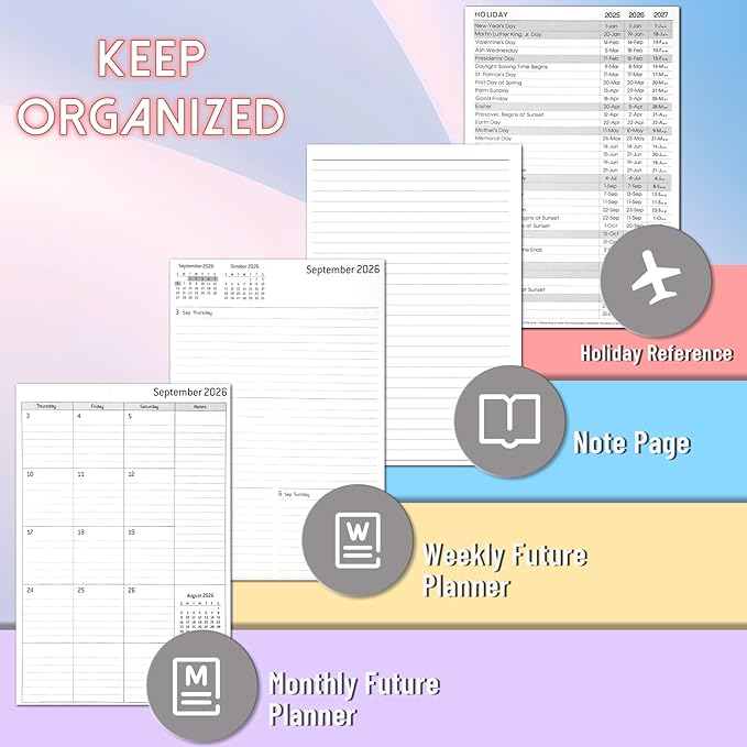 2026 Weekly & Monthly & Daily Planner from Jan 2026 - Dec 2026, Pu Leather Cover Planner, Academic Agenda Planning Organizer with 100GSM Thick Paper, A5 Size, Grey