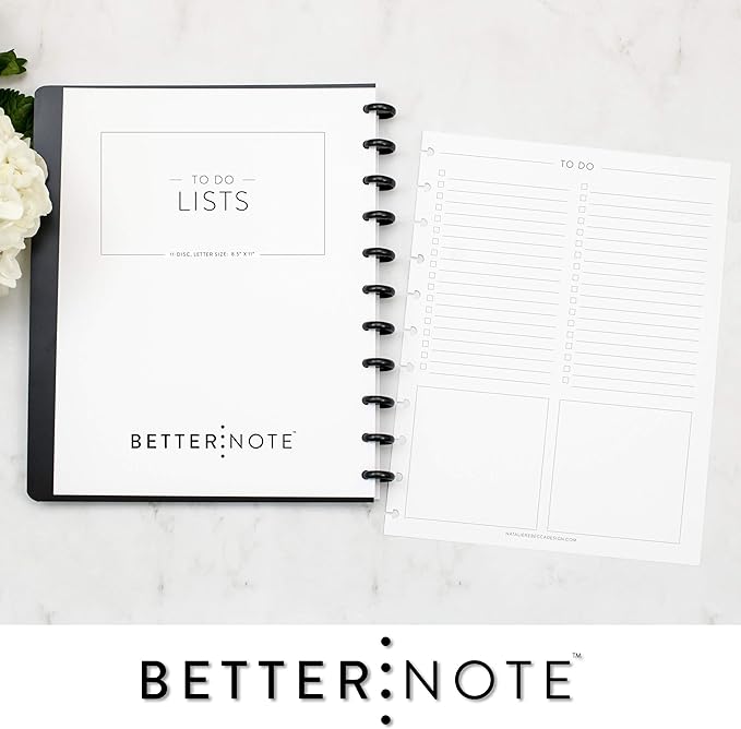BetterNote To Do List Refill Pages for Disc Notebooks, Fits Levenger Circa, Happy Planner, Staples Arc, TUL, Talia (11-Disc, 8.5"x11", Classic- 25 Sheets)
