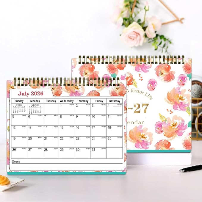 Small Desk Calendar 2026-2027 - Standing 2026 Desk Calendar, APR.2026 to JUN.2027, 8" x 6", Monthly Flip Desktop Calendar with Stickers, Your Personal Desk Planner for Home Office