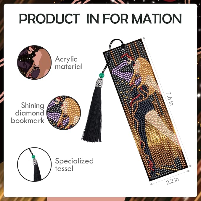 Singer Diamond Art Bookmarks - 6 Pcs DIY Pop Star Diamond Painting Bookmarks Kits Aesthetic Art Craft Festival Holiday Birthday Gift for Book Lovers Adult Beginners Fans Music Lover