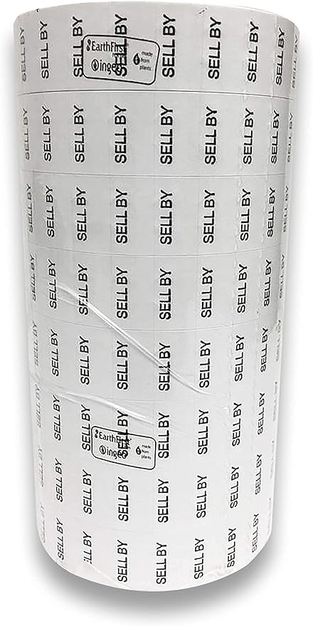 Black Print on White"Sell by" Pricing Labels to fit Monarch 1131 Pricers. 8 Rolls with 1 Free Ink Roller.
