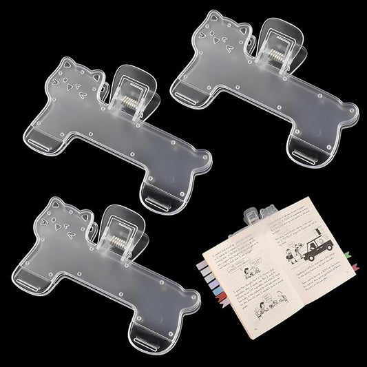 3 Pcs Book Clips,3 Colors Strong Page Holders for Reading,Portable Book Openers,Practical Book Page Markers for Teachers,Students,Office,and Home(Cat)