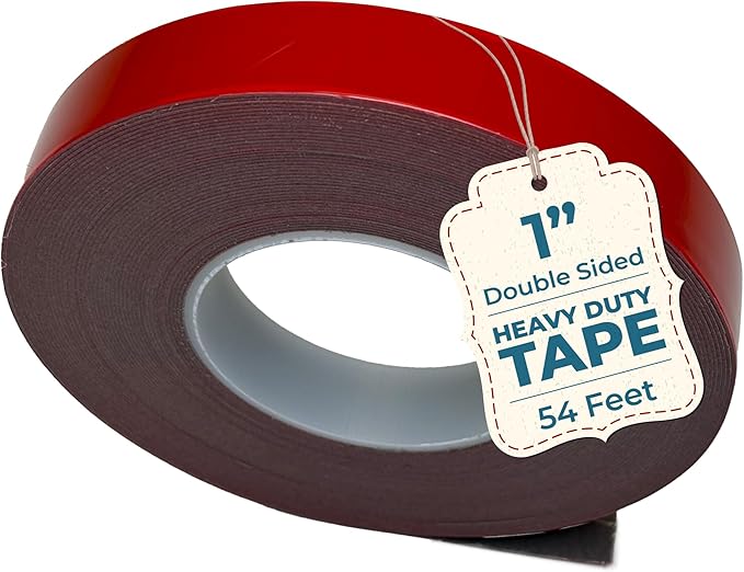 IncrediSeal 1" Heavy Duty Double Sided Permanent Bond Mounting Tape, Strong Adhesive for Indoor/Outdoor Use, Gray, 18 yd