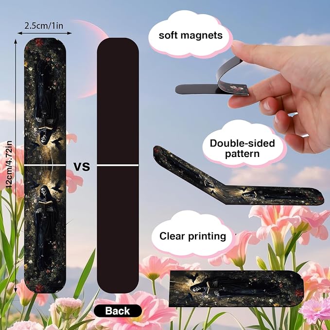 Dark Academia Magnetic Bookmark Gifts - Cosmisun 45 Pcs Vintage Gothic Magnetic Bookmarks Witchy Skull Cat Owl Book Marks Page Magnets Marker Clip for Book Lovers Students Teacher Reading Bookis Gift