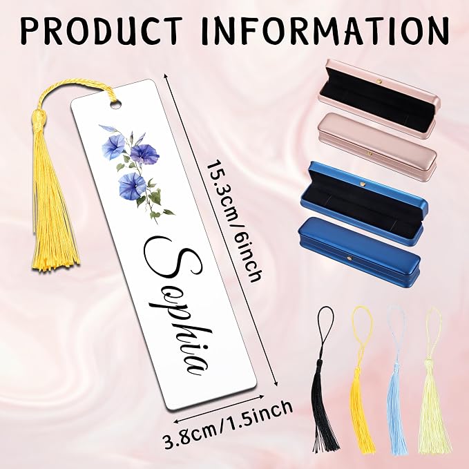 Personalized Bookmarks for Women Book Lover Birth Flower Birthday Customized Gifts for Reading Her Daughter Friends (Aluminum Alloy with Birthday Flower)