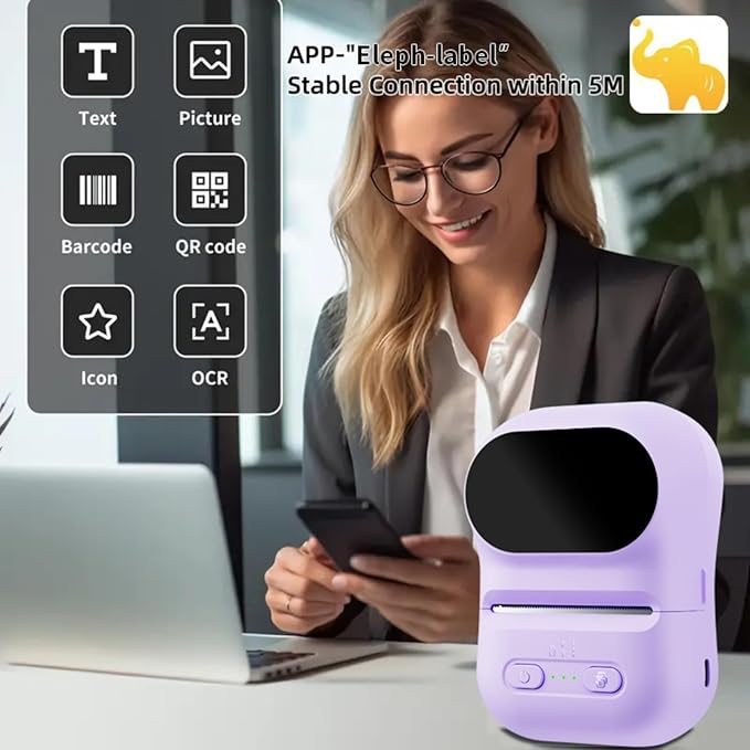 Memoking Label Maker Machine with Tape,Label Printer,Wide Waterproof Label,Portable Thermal Printer for Small Business,Inkless Labeler for Home, Kitchen, School, Office Organization (Black)