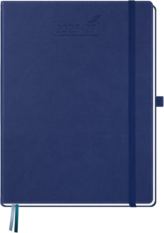 BEZEND Weekly Planner 2026-2027 (8.5" x 11") with Hourly Timeslots (Jul 26-Dec 27) 18 Months Academic Calendar & Monthly Tabs, Ideal for Students, Work & Home, PU Leather Hardcover -Blueberry