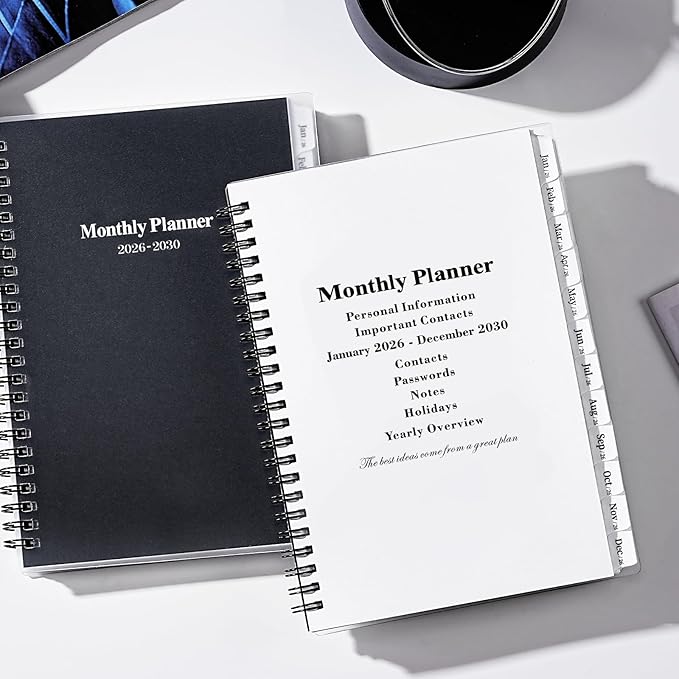 2026-2030 Monthly Planner/Calendar - 5 Year Planner 2026-2030 with Tabs, Jan 2026 - Dec 2030, 6.4" x 8.5", 60 Monthly Calendar, Two-Side Pocket, 9 Notes Pages, Suitable for Long-Term Planning