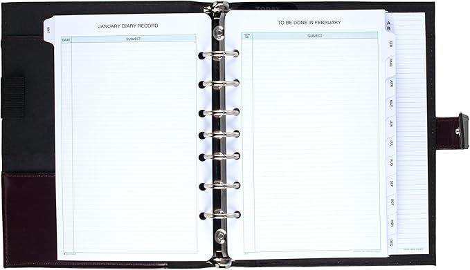 Day-Timer Framed Slim Leather Starter Set, Undated, 7 Ring, Desk Size, 5.5 x 8.5 Inches, Black or Burgundy - Color May Vary (45090)