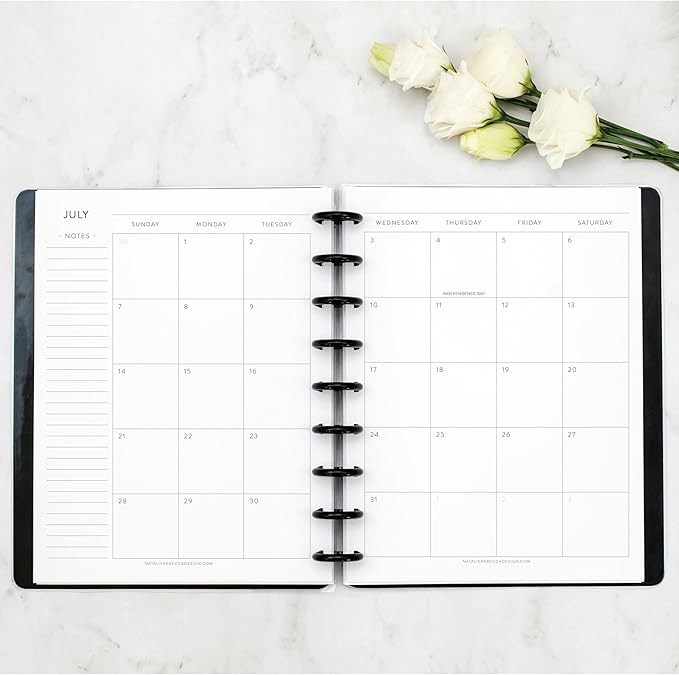 BetterNote July 2026 - June 2027 Academic Monthly Calendar Refill for Discbound Notebook, School Dates, Fits Levenger Circa, Big Happy Planner, Arc, TUL, Disc Refill (9-Disc, 7"x9.25", Classic)