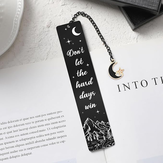 Acotar Metal Bookmark Gifts - Fantasy Book Mark for Reading Women Black Charm Moon Mountains Page Markers for Kids Book Lovers Bookish Readers Students Teachers School Birthday Accessories