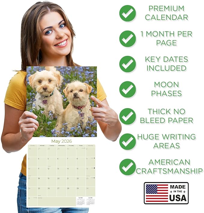 Cavapoo Calendar 2026 by MegaCalendars – Monthly Dog Breed Wall Calendar, Made in USA