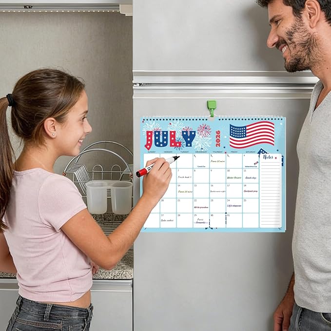 SUNEE Wall Calendar 2026-2027- 21 Months Apr.2026 - Dec. 2027, 14.5"x11.5" Big Grid Hanging Calendar 2026 with Note for Organizing & Planning, 2026 Wall Calendar with Note, Cute