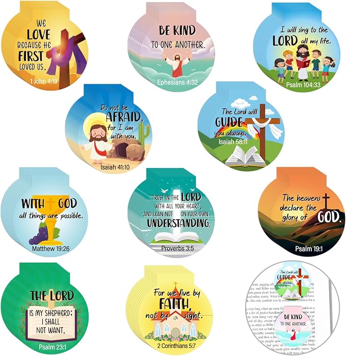 AmazingSpark 100 Pcs Magnetic Bookmarks Bulk Bible Verse Magnet Book Marker Clips Christian Scripture Inspirational Gifts for Reading Awards Religious Book Lover Office (Landscape)