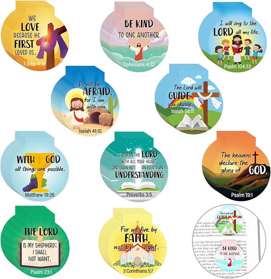 AmazingSpark 100 Pcs Magnetic Bookmarks Bulk Bible Verse Magnet Book Marker Clips Christian Scripture Inspirational Gifts for Reading Awards Religious Book Lover Office (Landscape)