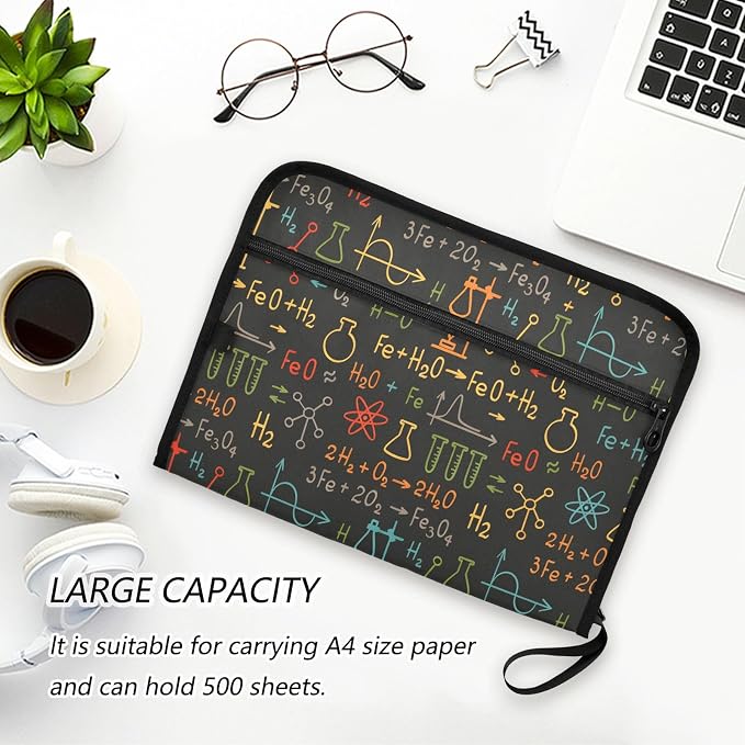 Expanding File Folder Science Chemistry Laboratory Accordion File Organizer 13 Pockets Document Organizer with Zipper Labels A4 Letter Office Storage