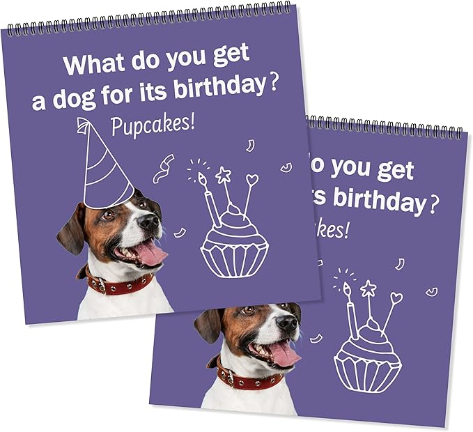 JAPBOR Funny Dog Joke Pun Calendar - 2PCS 2026 Dogs Themed Wall Calendar, 12 Months Hanging Planner with Thick Paper, Animals Weekly Monthly Home Office Organizer for New Year Christmas Gifts (11" x 11")