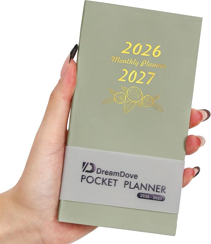 2026-2027 Pocket Monthly Planner 2 Year Small Size Mini Pocket Planner Academic With Daily Quotes Hardcover Agenda Book Perfect Organizer for Purse,Planning, Organizing, and Office Use 1PCS Green