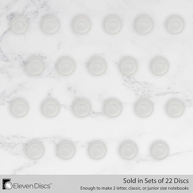Eleven Discs ½-Inch Translucent Plastic Discbound Expansion Discs for Custom Notebook and Planner - Compatible with Circa, Arc, TUL (Set of 22)
