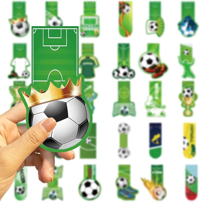 30 Pcs Soccer Bookmarks for Kids Sports Theme Funny Bookmark Cartoon Bookmark for School Office Students Teens Book Reading Lovers Classroom Favors
