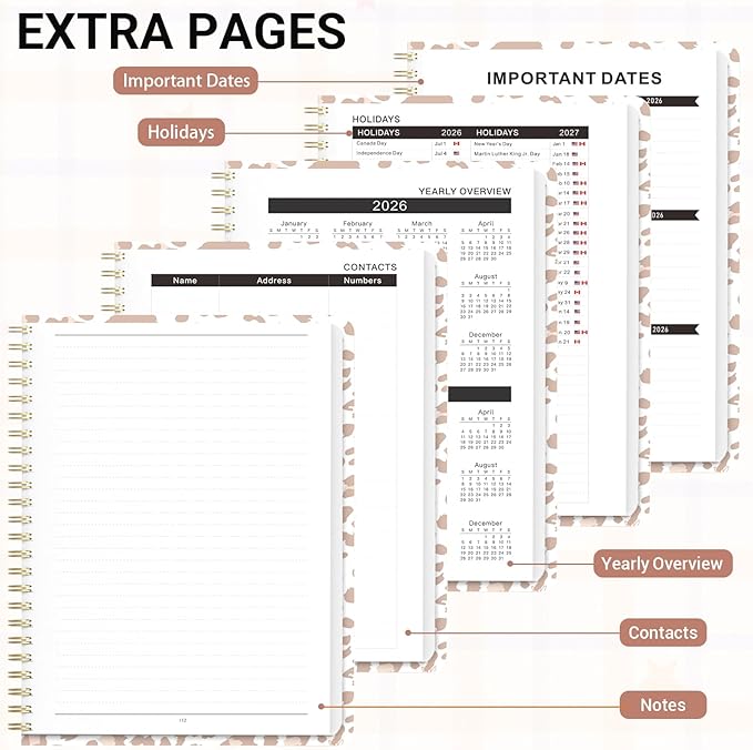 Academic Planner 2026–2027, Weekly & Monthly Calendar Planner, July 2026 – June 2027, Hardcover Agenda Book with Tabs, A5 (6.3" x 8.5"), Daily Organizer for Students, Teachers & School Supplies, Pink Leopard (Jul 2026–Jun 2027)