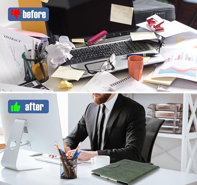 DIN A4 PU Leather Padfolio Clip Board, Clipboard Folder Portfolio,Magnetic Closure Business Clipboard with Cover Professional with 2 Pen,A4 Paper for Men Women, Dark Green