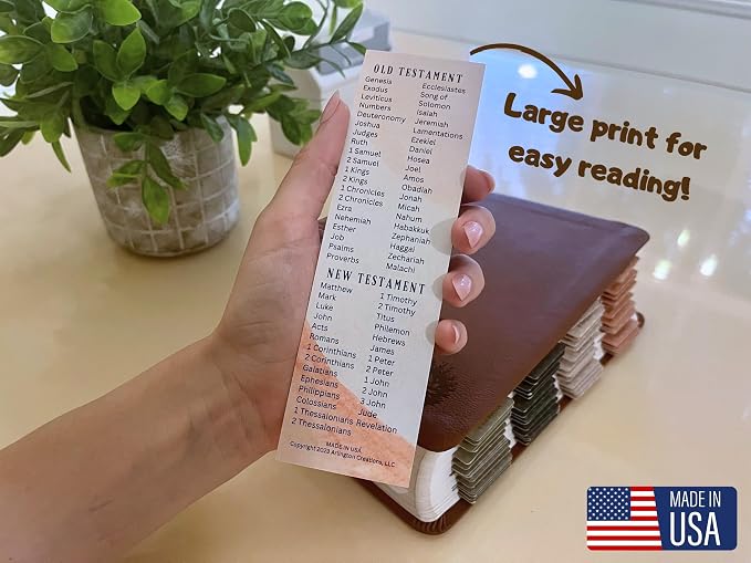 Books of The Bible Christian Bookmark - 20 Pack - Large Print - Made in USA