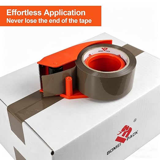 BOMEI PACK Heavy Duty Brown Packing Tape with Dispenser 1.88'' x 66 YDs, Brown Box Tape for Packaging Shipping Moving Storage and Mailing, Strong Package Tape 1 Rolls + 1 Dispenser
