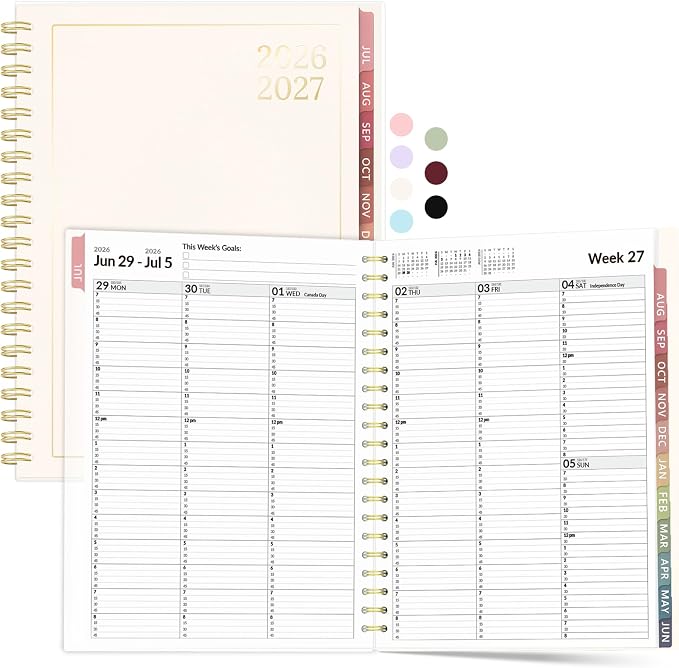 Forvencer Appointment Book Planner 2026-2027, Daily Weekly Monthly Calendar Planner (Jul 2026-Jun 2027), 8.5"X11" Hourly Agenda with 15-Min Slots, Flexible Cover Office School Organizer, A4, Beige